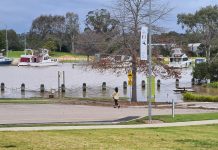 Moderate flooding continues at the Port of Sale