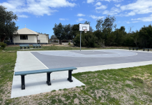 Seating installed at Golden beach 3×3 Basketball Court