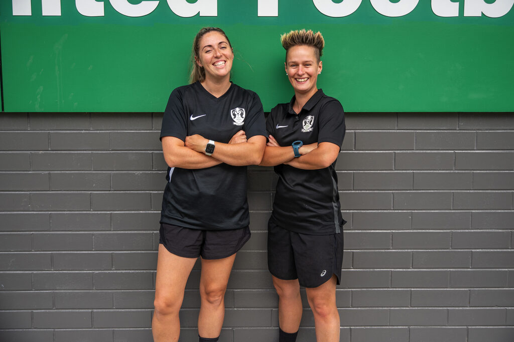Sale United Football Club 2023 head coaches Madelaine Breakspear and Anouk Meereboer