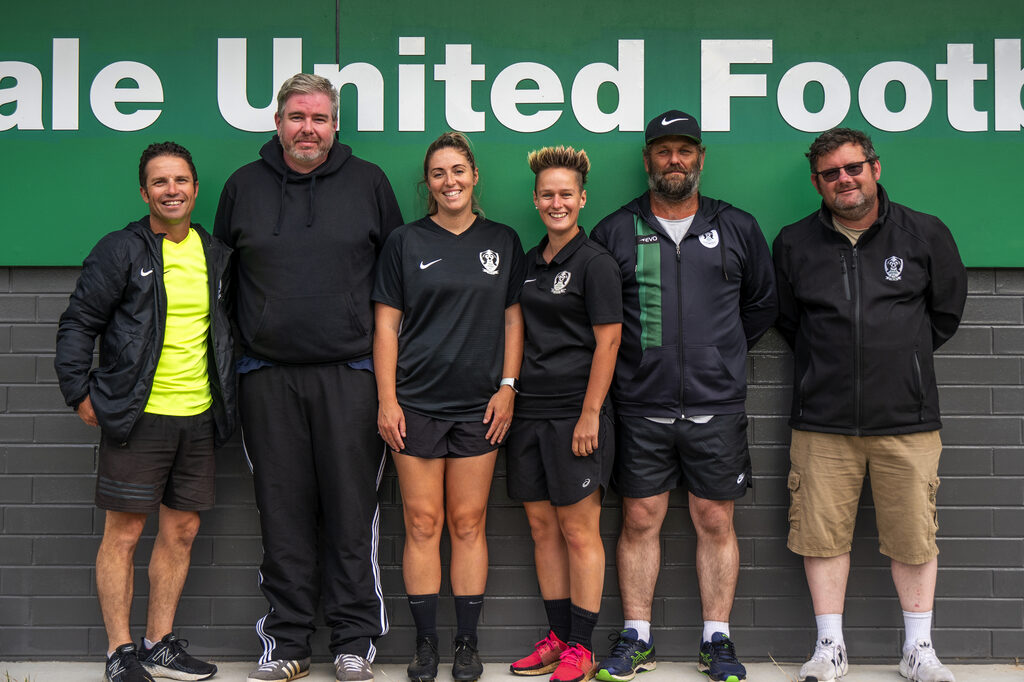 Sale United Football Club 2023 head coaches Madelaine Breakspear and Anouk Meereboer
