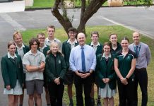 Important lesson in government The Nationals Member for Gippsland South Danny O'Brien with Gippsland Grammar Year 11 legal studies students and teacher Mr Tyler Smith.