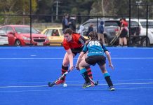 Hockey action around the fields