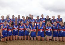 Bulldogs bite and roar Sale City 2023 Female Football Gippsland Youth Girls premiership team.