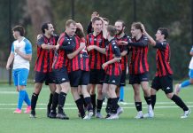 Premiership success for Gippy United Gippsland United reserves celebrate after scoring a goal