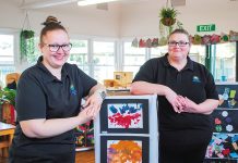 Hyland kinder kids show off their art