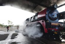 Steam trains arrive at Sale station