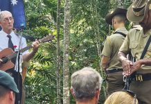 Garry Rose sings at Borneo memorial