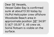 Crew rescued from sinking ship near McLoughlins Beach